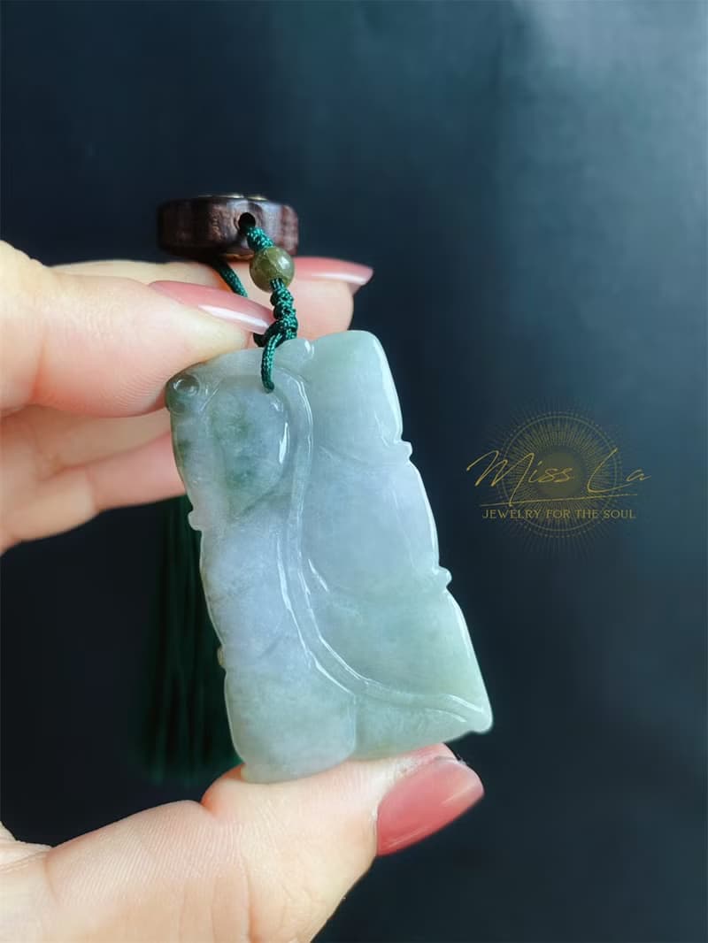 天然緬甸玉 翡翠 螭龍 如意 一葉致富 發財 包掛 禮物 車掛