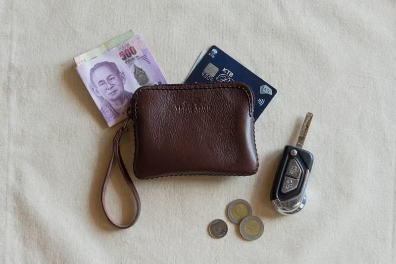 HANDMADE LEATHER SMALL COIN PURSE-DARK BROWN