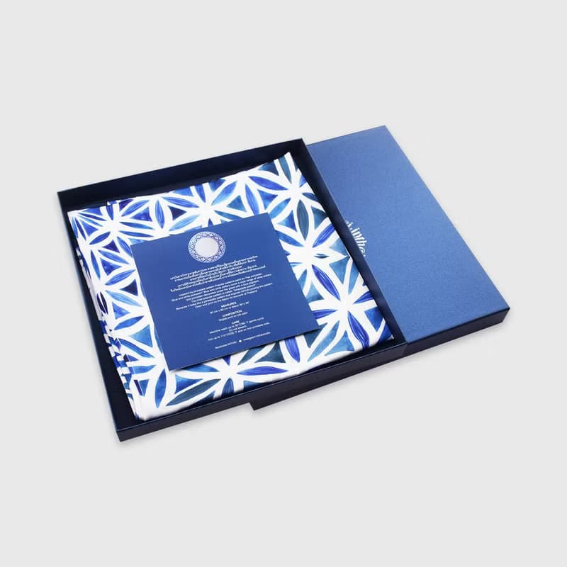 Silk satin scarf - Kram Floral Illusion blue and white porcelain