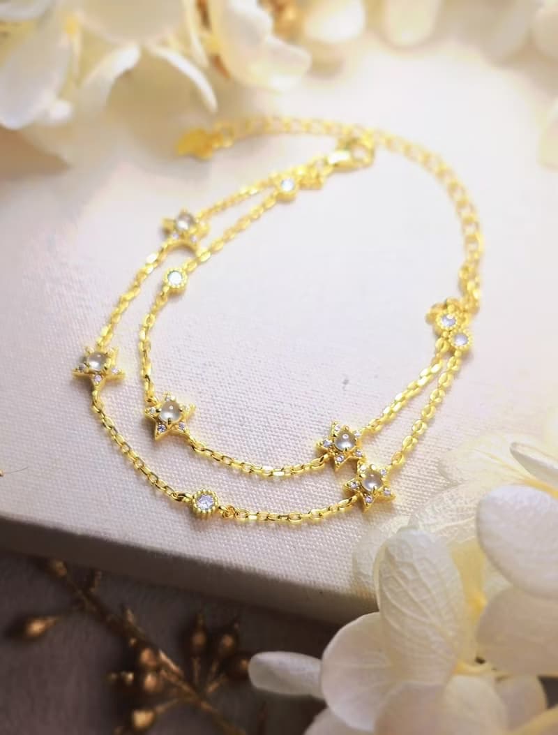 幸福•淨化•吉祥•事業|冰玻剛味白翡|緬甸A貨翡翠純銀星星手鏈