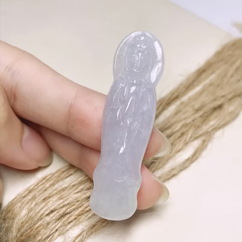 冰種紫羅蘭翡翠觀音菩薩| 天然緬甸玉翡翠A貨 | 送禮