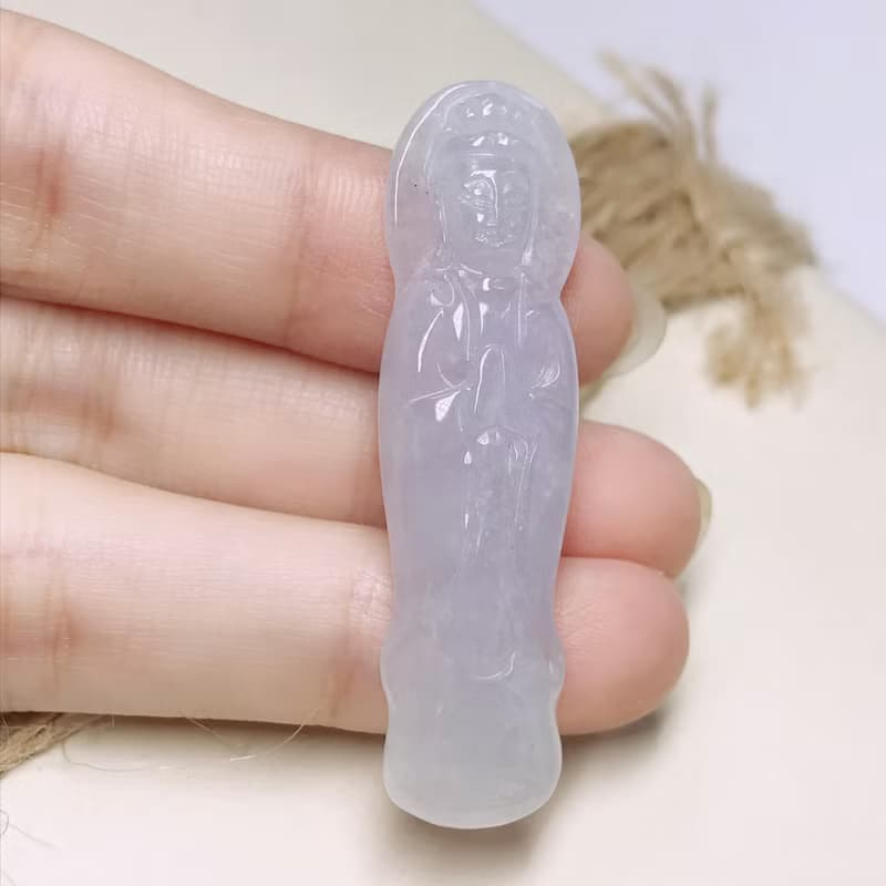 冰種紫羅蘭翡翠觀音菩薩| 天然緬甸玉翡翠A貨 | 送禮
