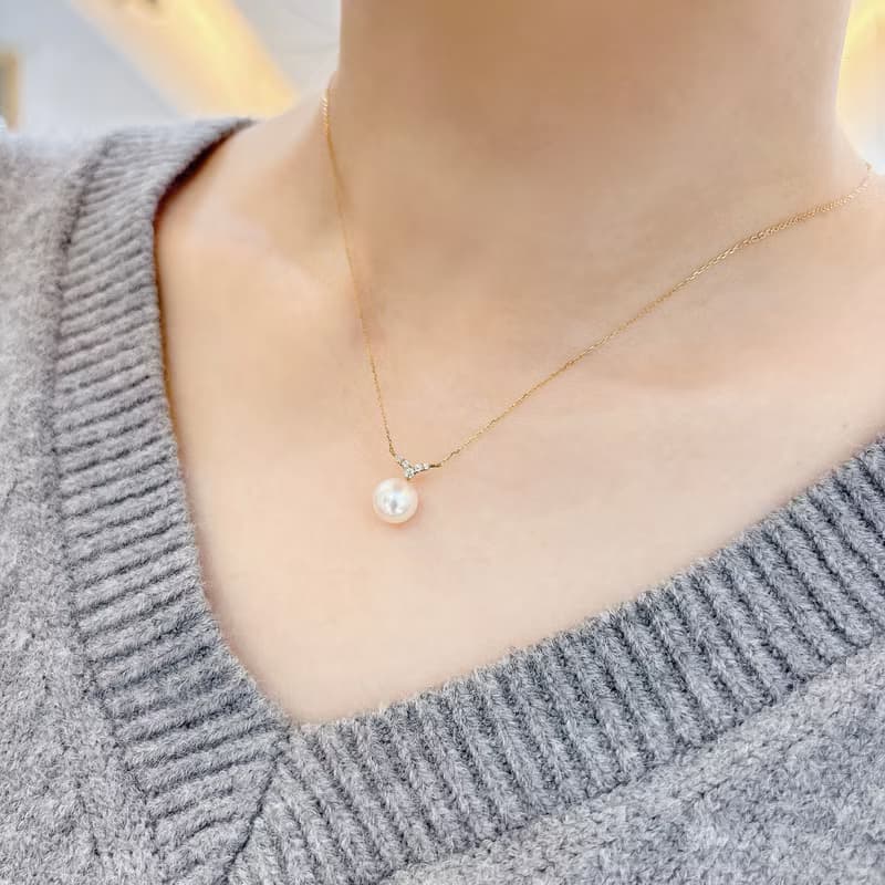 優雅鑲鑽珍珠項鍊