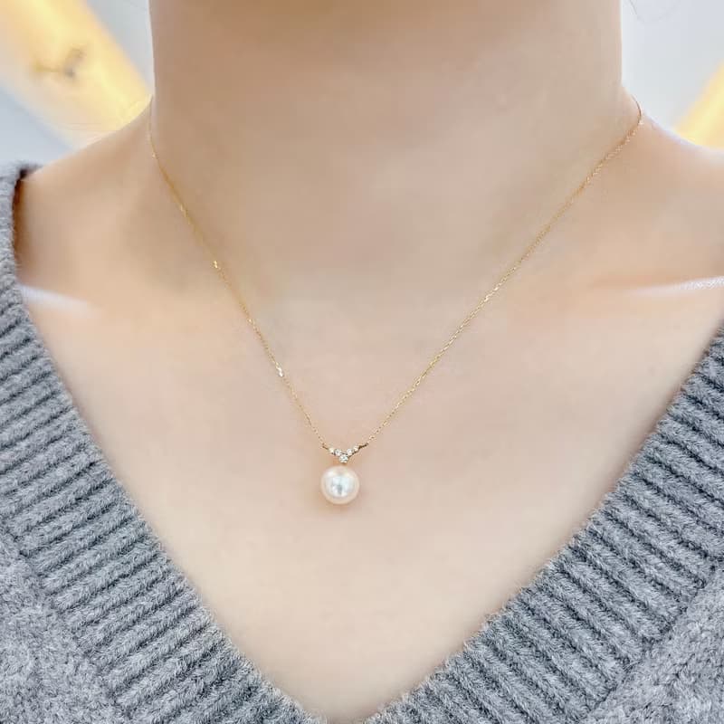 優雅鑲鑽珍珠項鍊