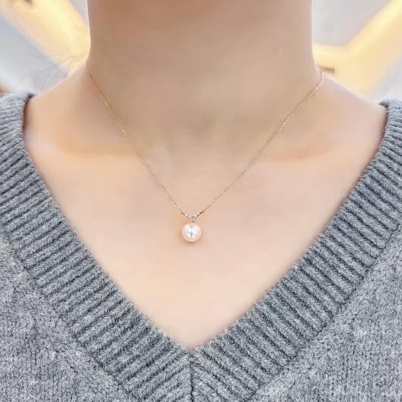 優雅鑲鑽珍珠項鍊