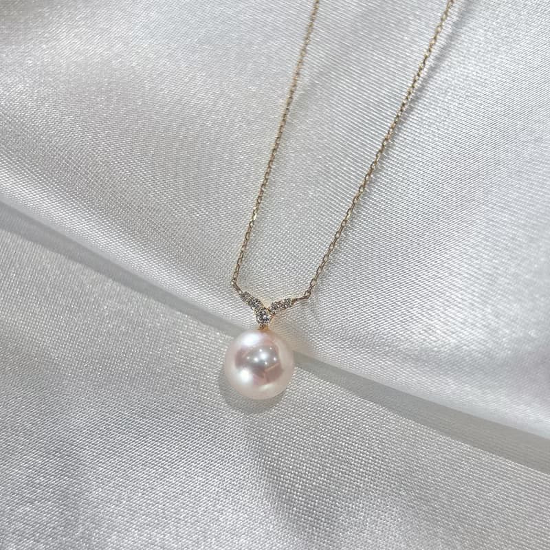 優雅鑲鑽珍珠項鍊