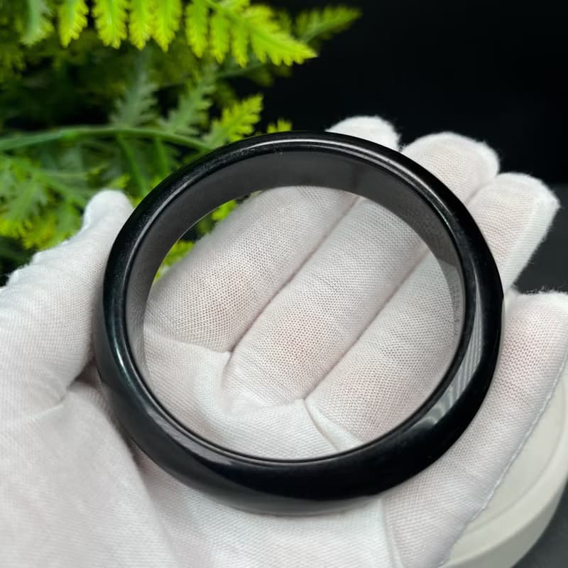 高品質 金曜石手鐲 59MM 玉化灑金金沙黑曜石手環 耀眼靈動解壓