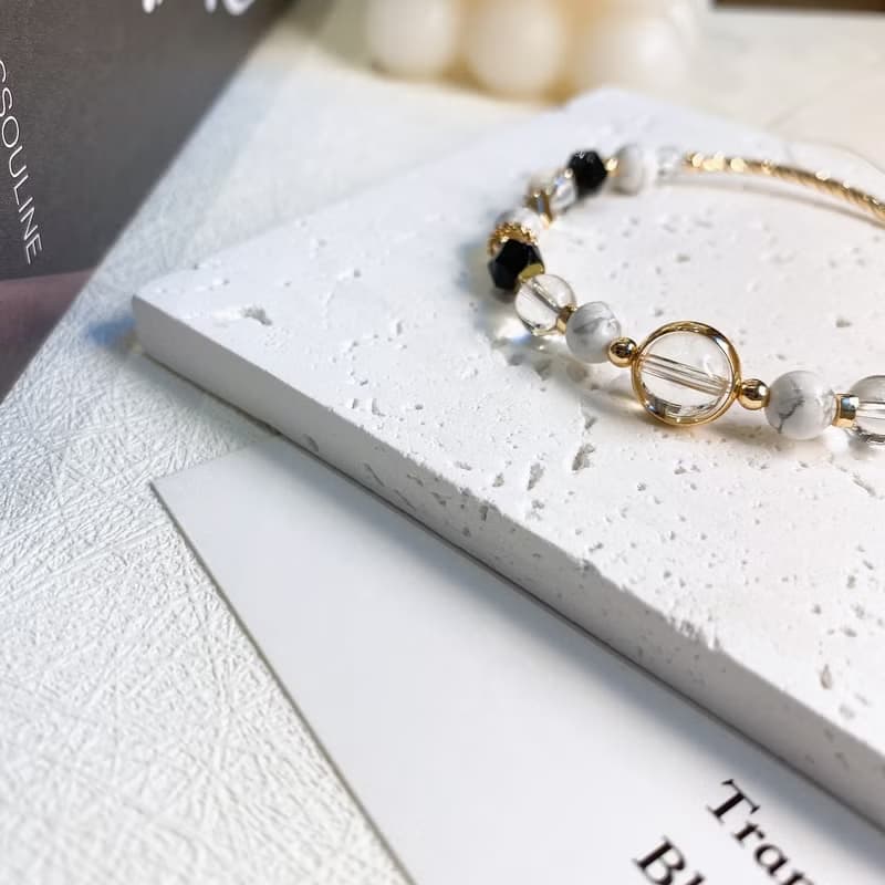 出塵 白松石 黑曜石 白水晶彈性水晶手鍊手環