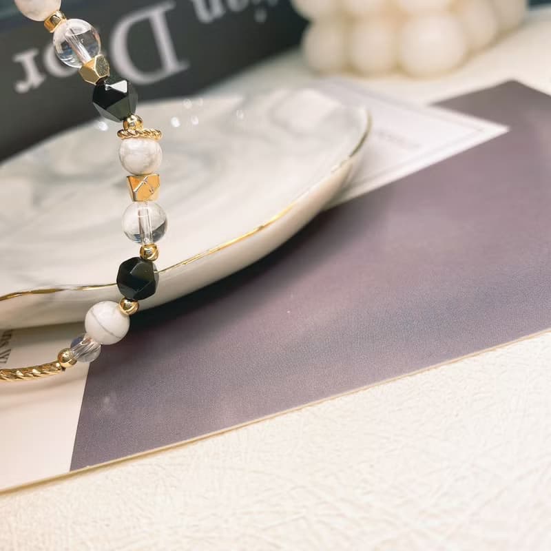 出塵 白松石 黑曜石 白水晶彈性水晶手鍊手環