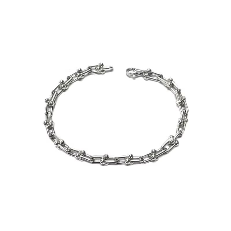U link chain sterling silver bracelet with customizing initials pendant