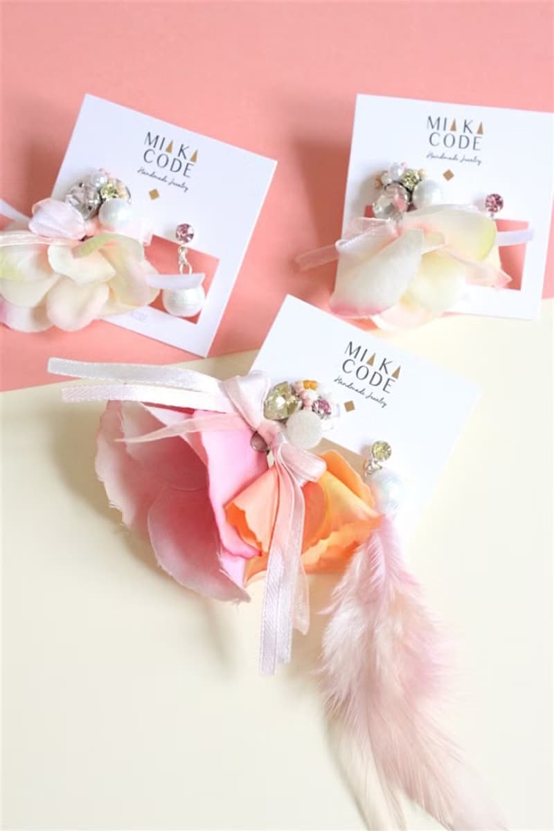 結婚套裝 婚禮伴娘姊妹禮物 手工串珠 花花耳環/耳夾 伴手禮 花球