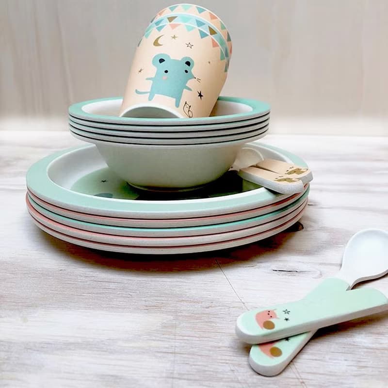 【絕版出清】荷蘭Petit Monkey 竹纖維叉匙組-粉綠蝸牛