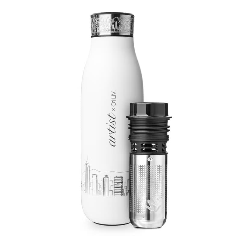 01LIV x wbottle 500ml不銹鋼雙層真空茶滤防漏易潔保溫瓶 環保杯