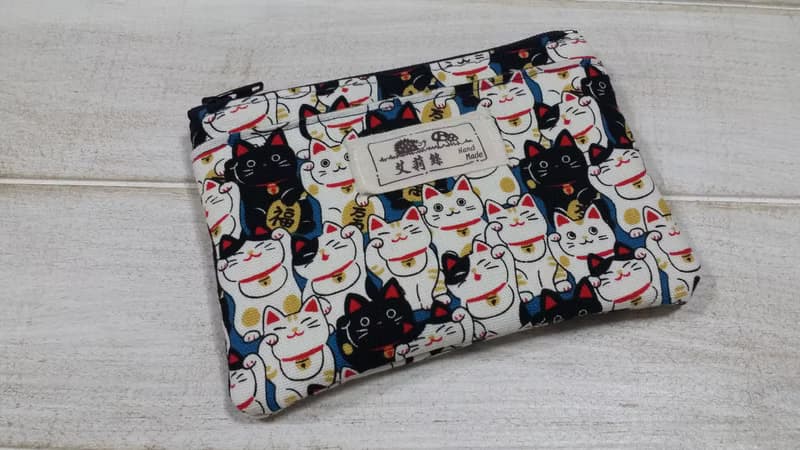 藍色招財貓零錢包/收納包/卡片包
