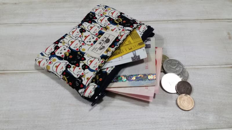 藍色招財貓零錢包/收納包/卡片包