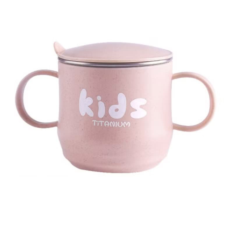 Ti-living 純鈦抗菌兒童-學習雙手柄杯 250ml-粉