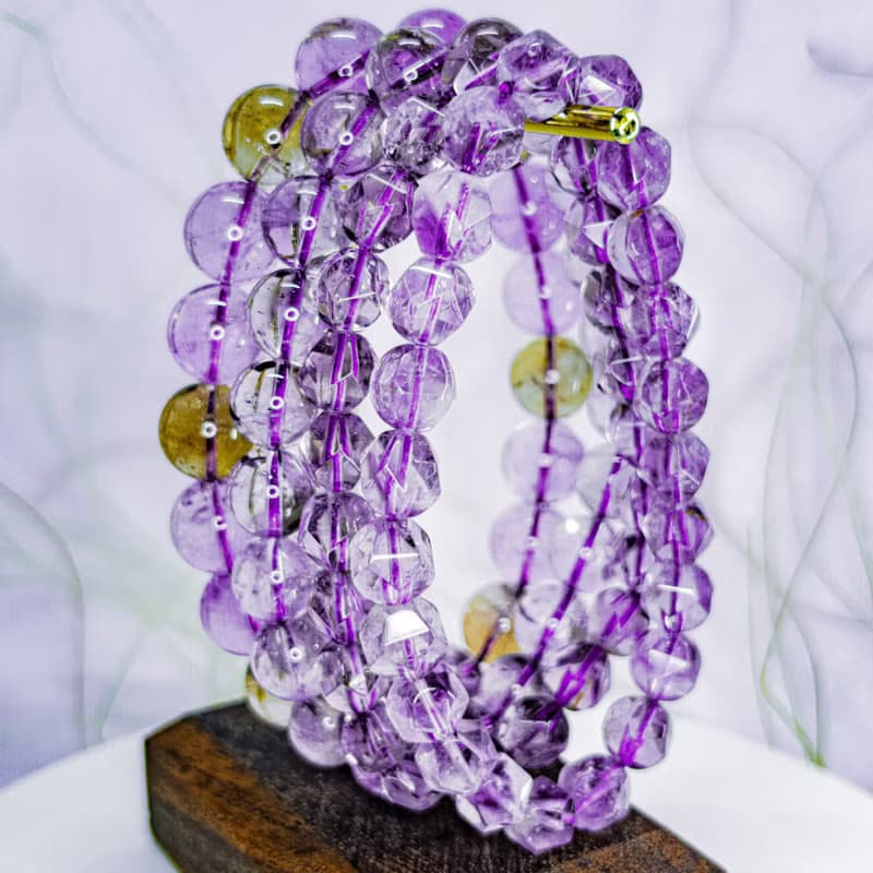 【紫黃晶/鑽切薰衣草紫水晶】水晶手串手鍊