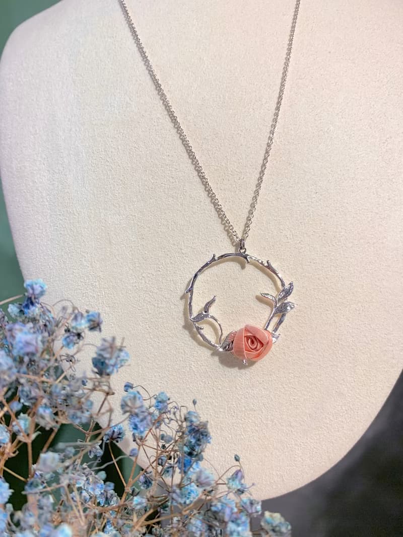 Re-Re蠶絲金工—小花園玫瑰長項鍊