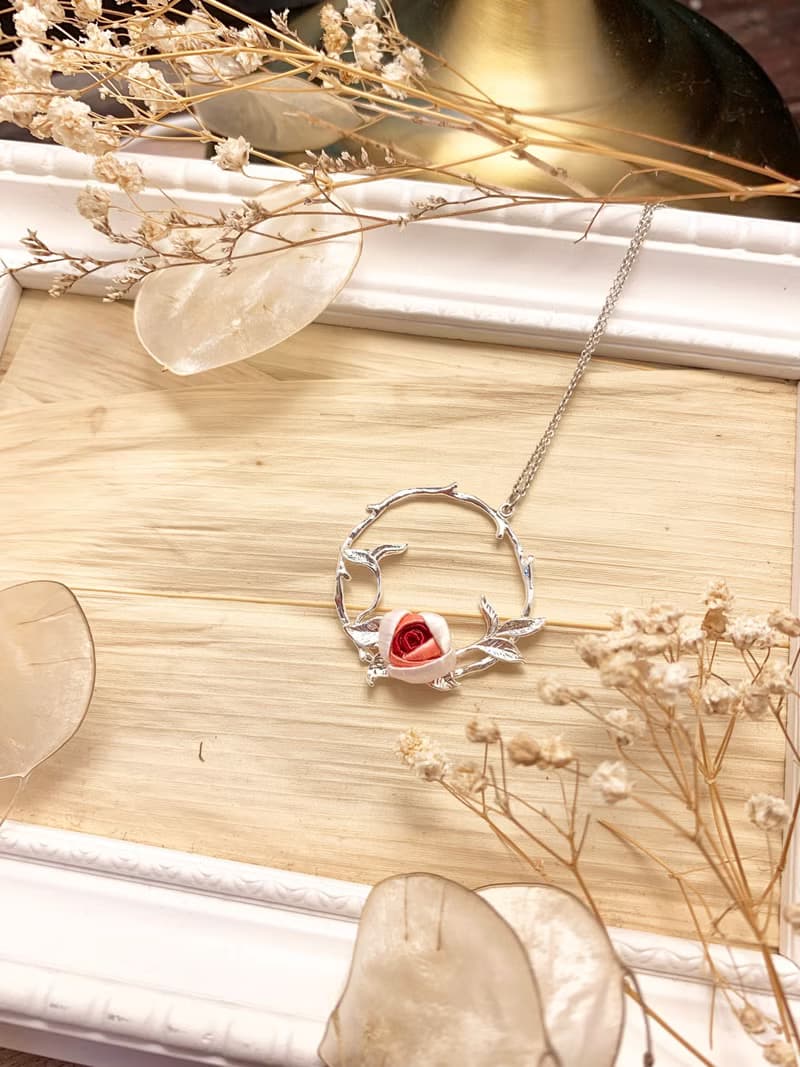 Re-Re蠶絲金工—小花園玫瑰長項鍊