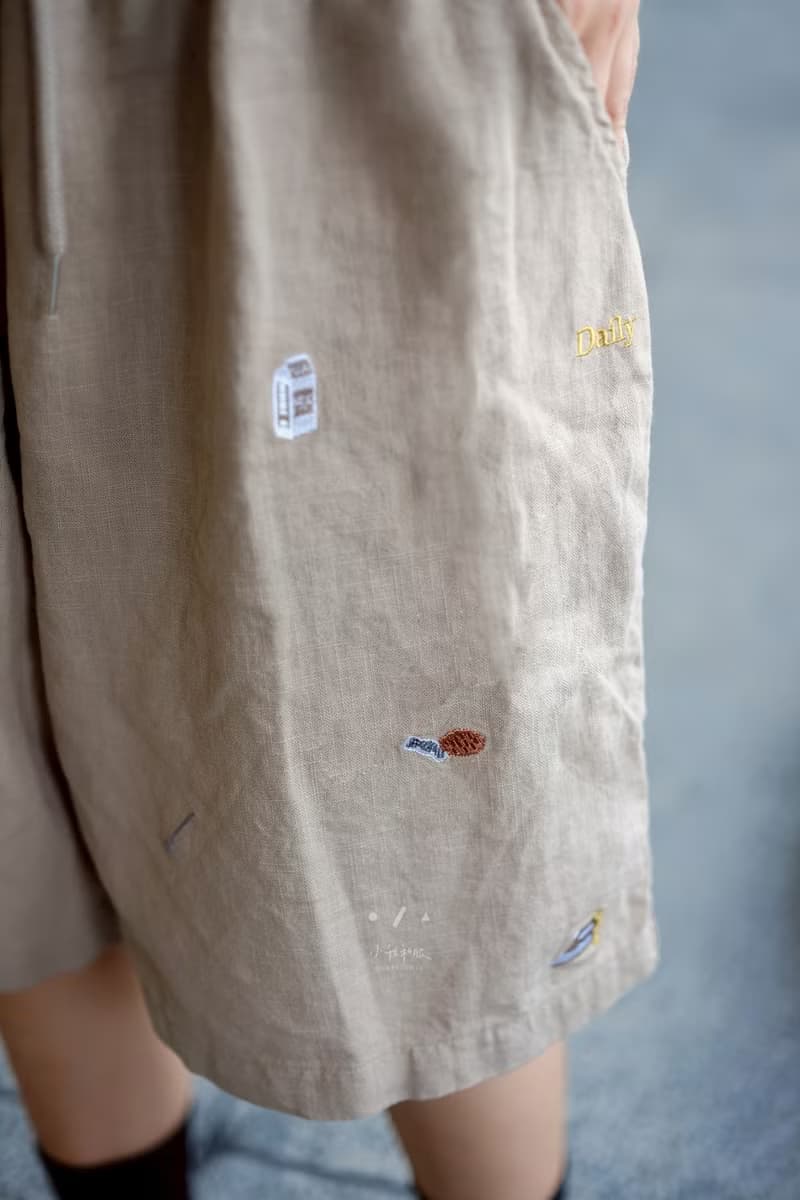 寫日記小刺繡五分短褲 - 2色 - 杏色