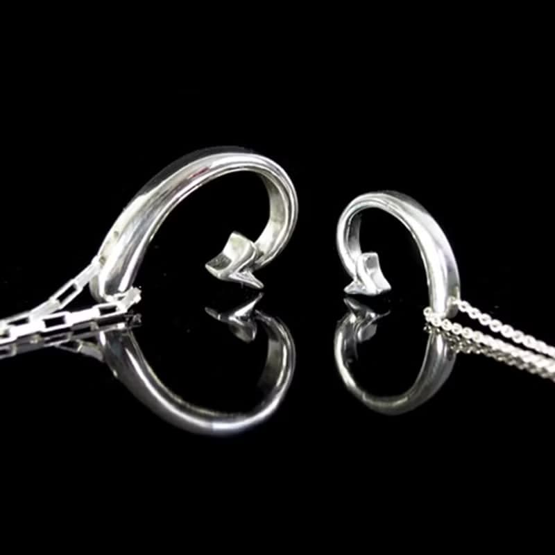Love Hook | 愛心惡魔尾巴情侶純銀手工對墜項鍊.墜鍊.2件合購款