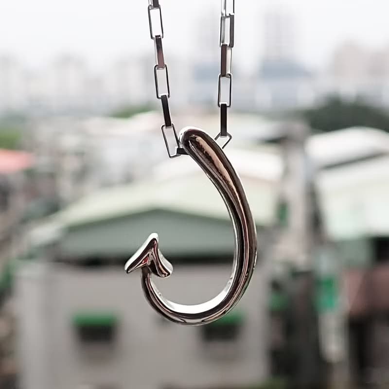 Love Hook | 愛心惡魔尾巴情侶純銀手工對墜項鍊.墜鍊.2件合購款