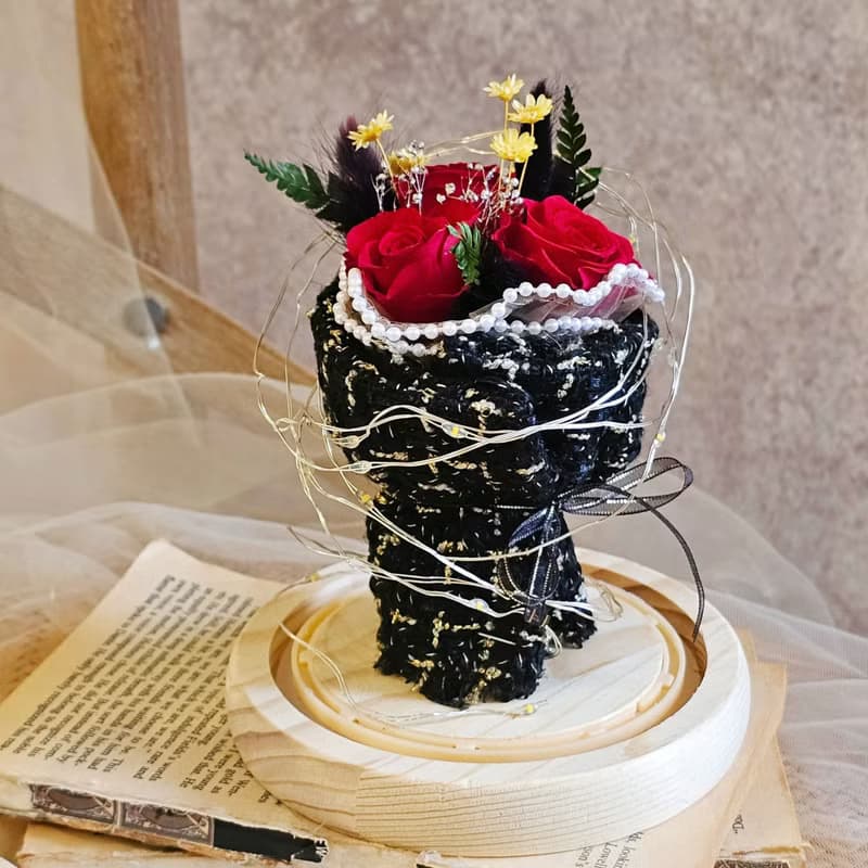 迷你玫瑰花束玻璃鐘罩/現貨/快速出貨