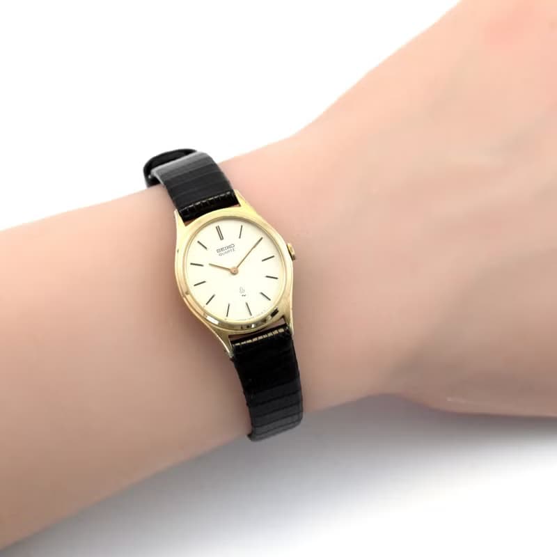 SEIKO レディース腕時計 QUARTZ 22mm Oval Shape Gold Filled ASGP Ref.1400-5160 手錶 古董錶