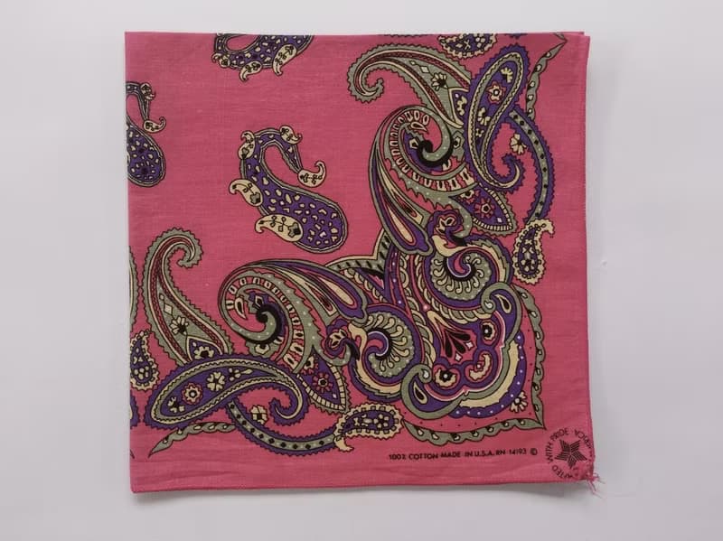 RN 14193 Purple Yellow and Green Color Paisley 100% Cotton 21 x 20.5 inches