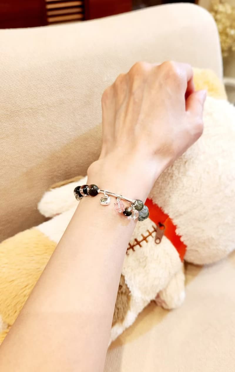 氣質清新-天然聚寶盆綠幽靈/白珍珠水晶手鍊