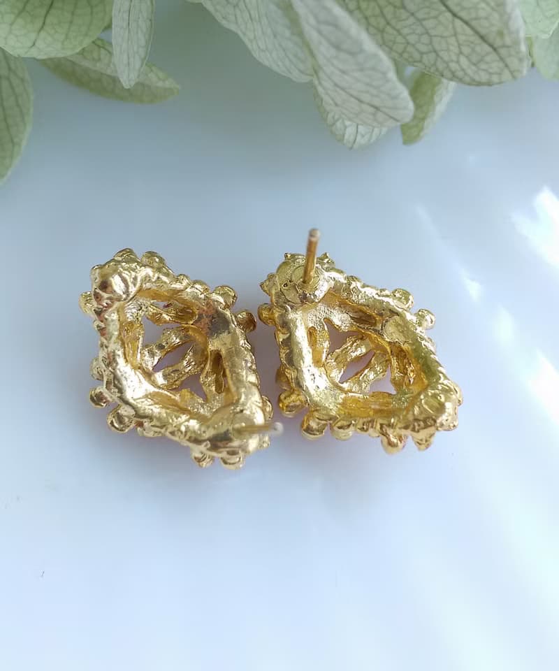 Vintage Jewelry 西洋古董飾品 秀氣 別緻小花朵 針式耳環