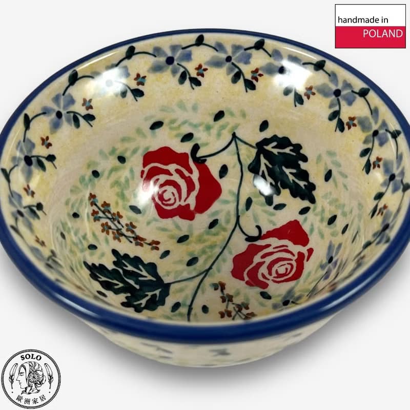 波蘭手繪手工陶-飯碗 11.5cm 薔薇花束系列 設計師款