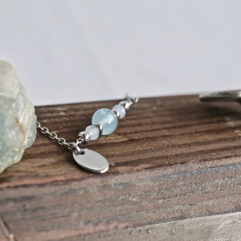 海藍寶Aquamarine 316L醫療鋼項鍊 | 海藍寶項鍊 NE-00011