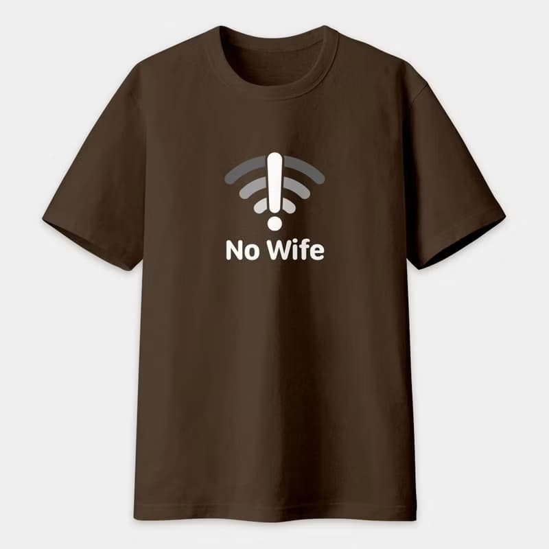 No Wife 文字 中性短袖棉T T恤 圓領上衣 PS008