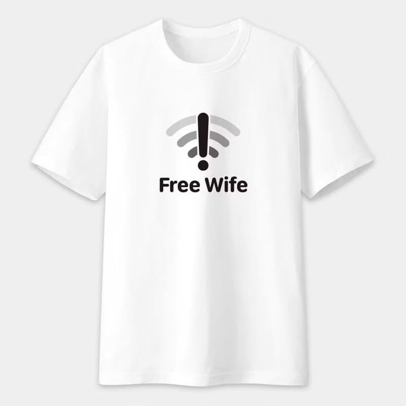 No Wife 文字 中性短袖棉T T恤 圓領上衣 PS008