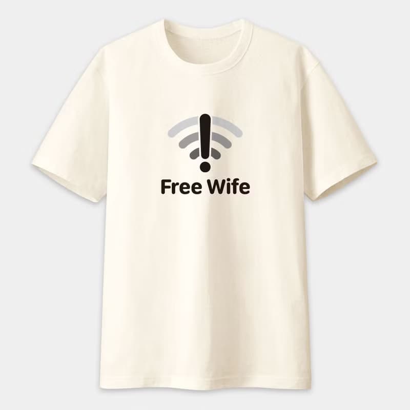No Wife 文字 中性短袖棉T T恤 圓領上衣 PS008