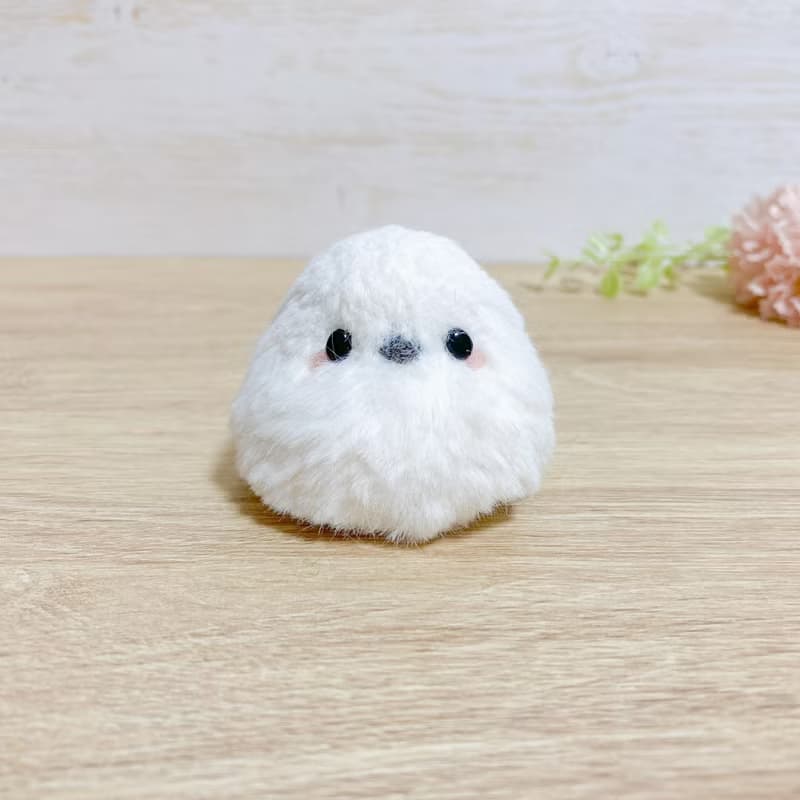 もふもふましゅまろシマエナガ バッグチャームにもなる羊毛フェルトマスコット ふわふわしまえなが 植毛フェルト人形 飾り 置き物 ぬいぐるみ キーホルダー 小鳥