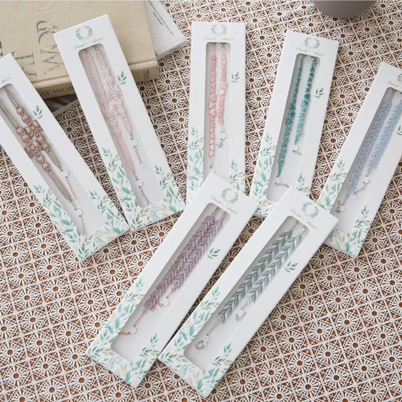 【禮物】葉子蕾絲捷克水晶純銀手鍊/手環-莫蘭迪綠+象牙白親子款