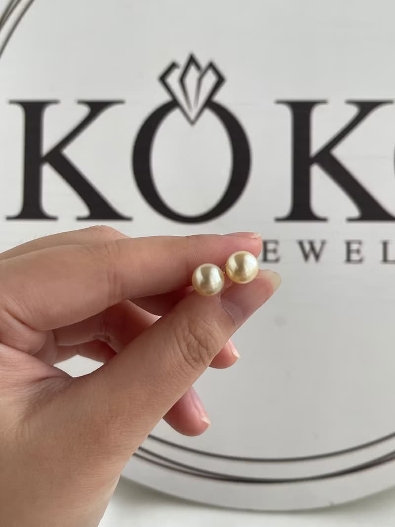 無調色無染色天然羽黃金色akoya珍珠耳釘 無耳洞夾式耳環 18K黃金