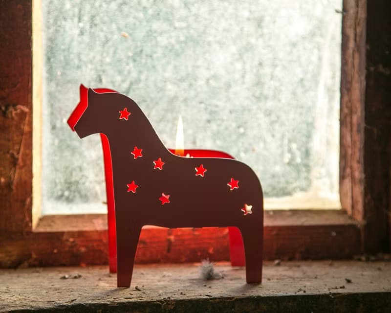 Candle holder // Metal Lantern // Scandinavian Dala horse // FREE SHIPPING //