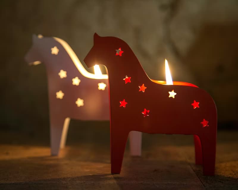 Candle holder // Metal Lantern // Scandinavian Dala horse // FREE SHIPPING //