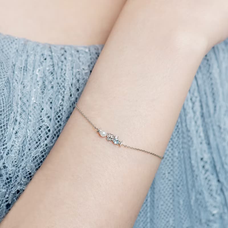 京華鑽石 迪士尼公主系列 小美人魚愛麗兒貝殼海星珍珠鑽石手鍊