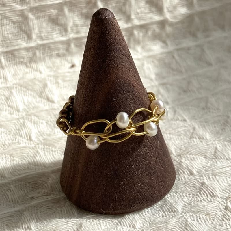 老林雜貨 | 珍珠編織鍊戒