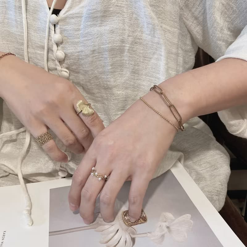 老林雜貨 | 珍珠編織鍊戒