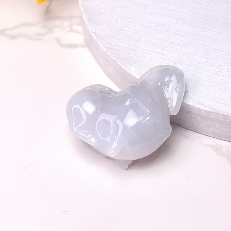 【馬到成功】白翡翡翠唐馬項鍊 | 天然緬甸玉翡翠A貨 | 送禮