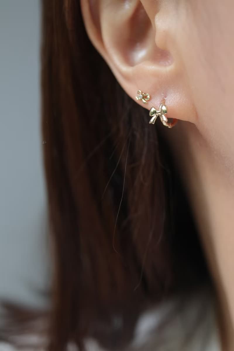 14K Gold Butterfly Lock Earring 金蝴蝶結耳扣耳環