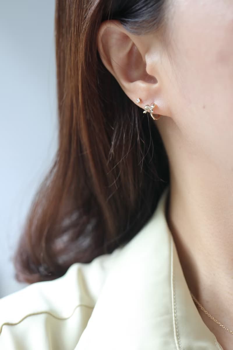14K Gold Butterfly Lock Earring 金蝴蝶結耳扣耳環