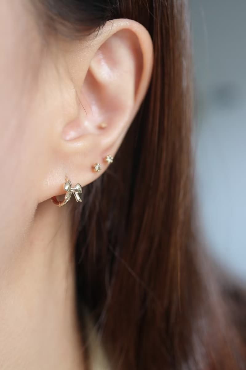 14K Gold Butterfly Lock Earring 金蝴蝶結耳扣耳環