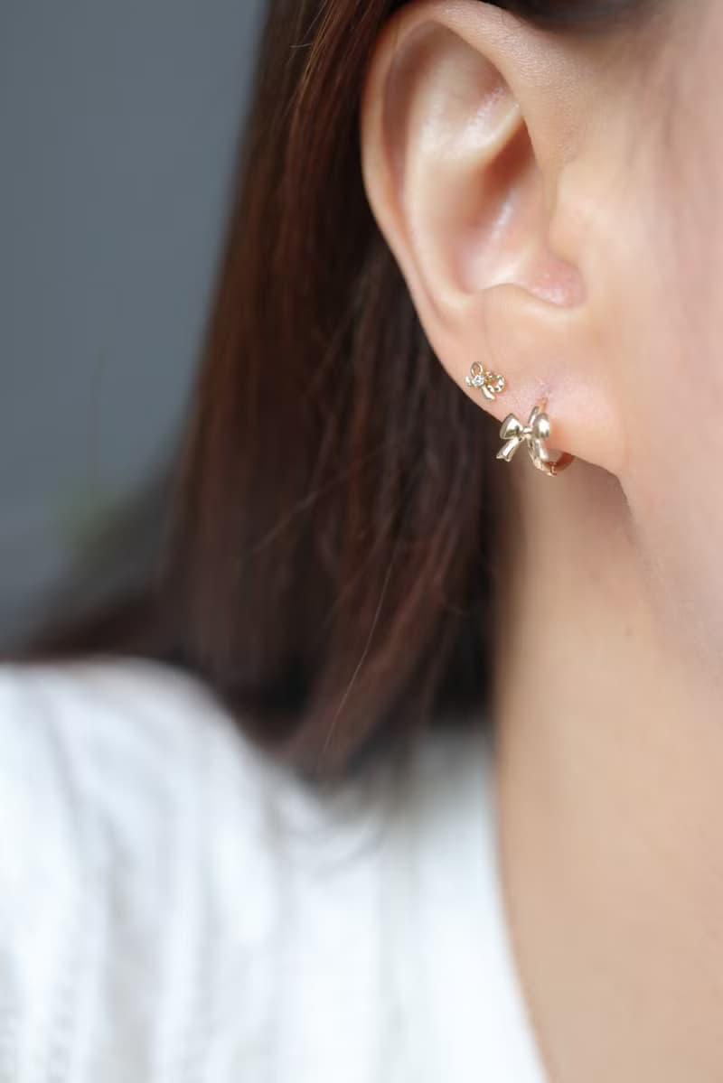 14K Gold Butterfly Lock Earring 金蝴蝶結耳扣耳環