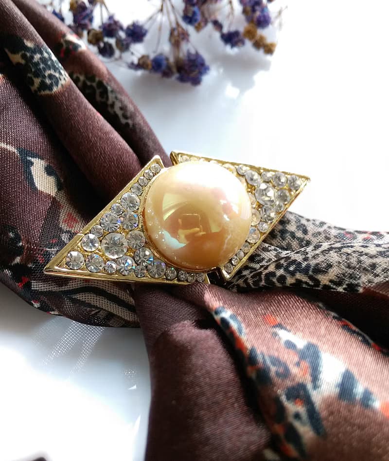 【西洋古董飾品】ART DECO 高雅 仿珠鑽 圍巾夾 絲巾扣 絲巾夾